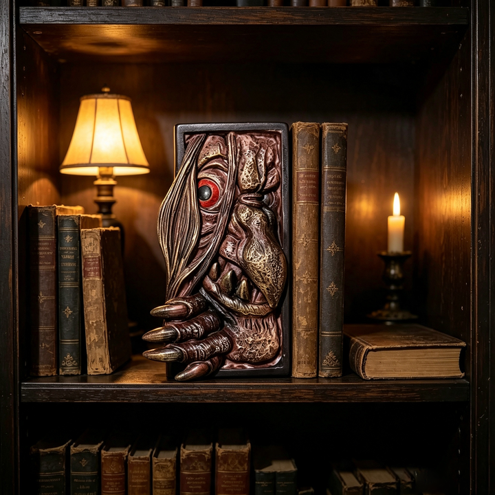 Gothic monster peeping bookend