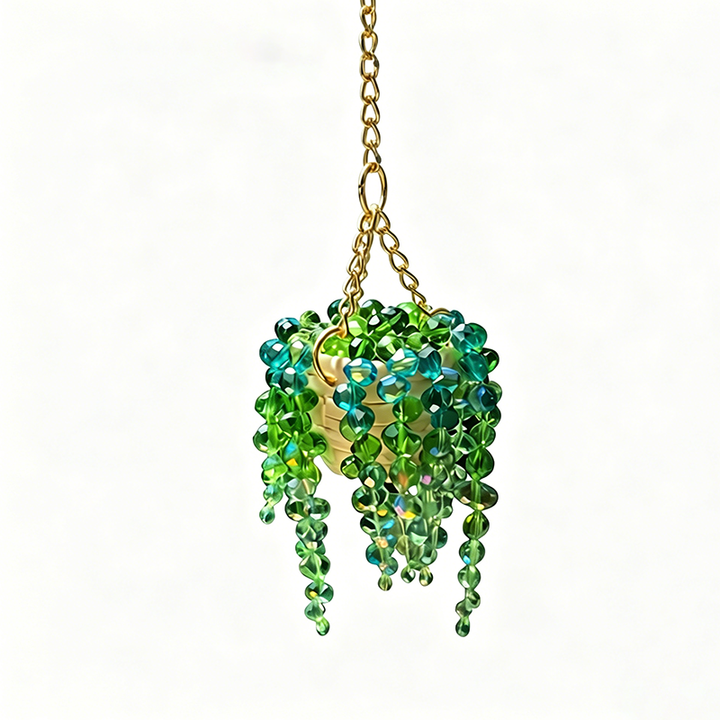 Beaded Crystal Succulent Car Decoration