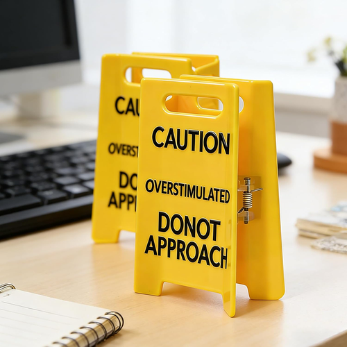"Overstimulated" Warning Sign Novelty Hair Clip