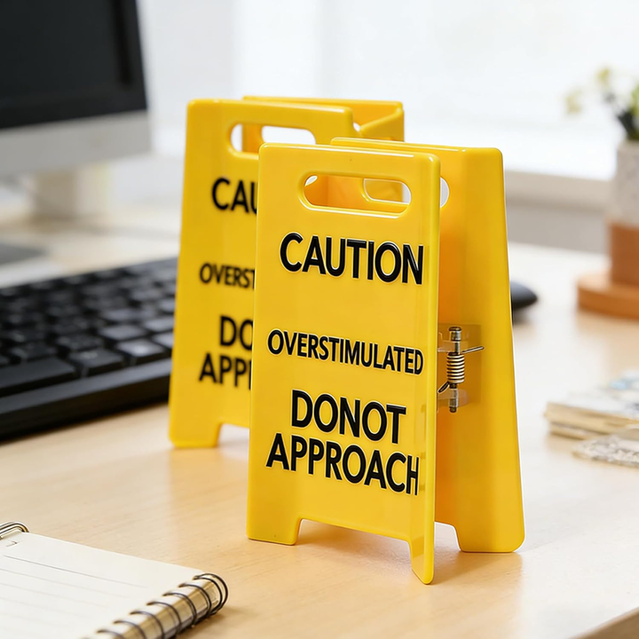 "Overstimulated" Warning Sign Novelty Hair Clip