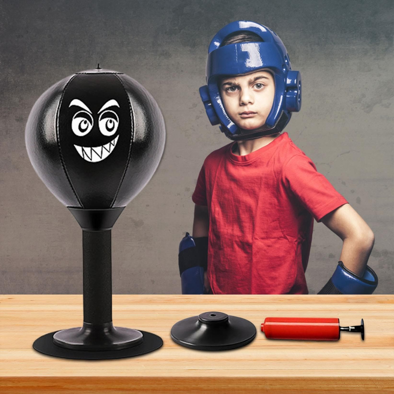 Desktop boxing punching bag with suction cup