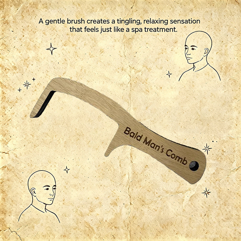 Wooden grooming brush for bald men