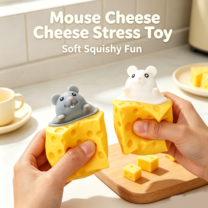 Stress-Relief Cheese and Mouse Squeeze Toy