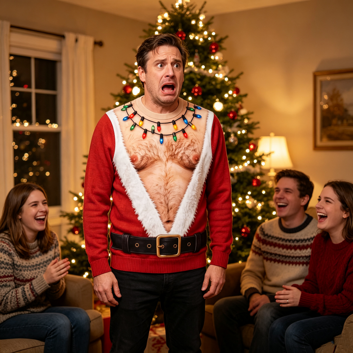 Santa Claus with exposed breasts and long sleeves