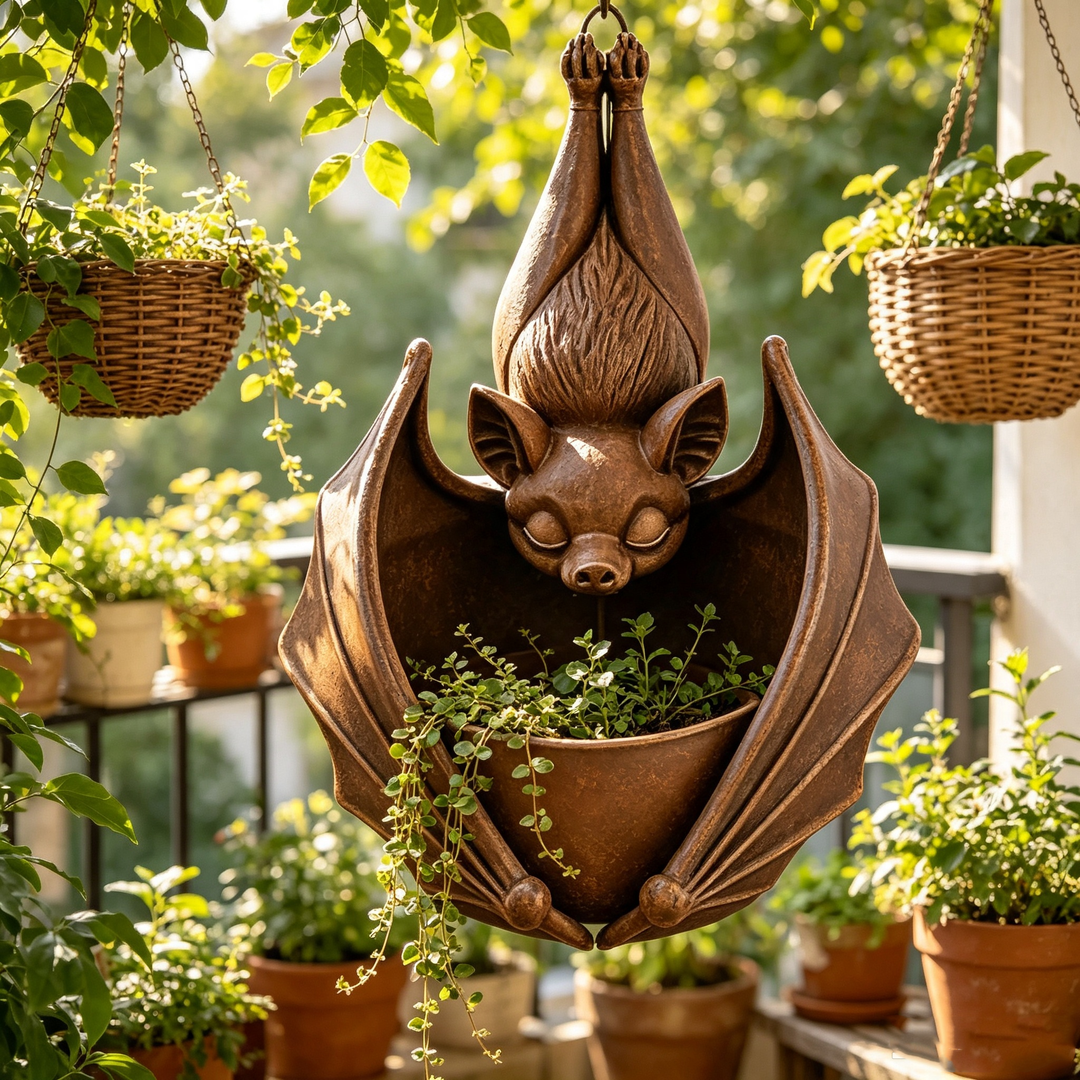 Upside‑Down Bat Hanging Planter
