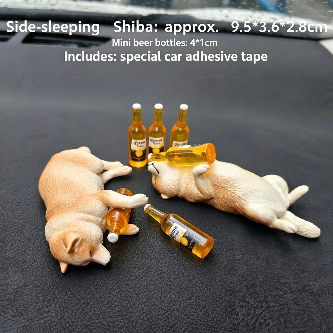 Realistic Drunken Shiba Inu Puppy Car Ornament