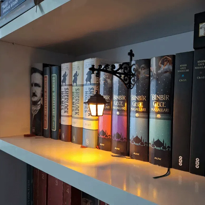 Decorative bookshelf lighting lanterns
