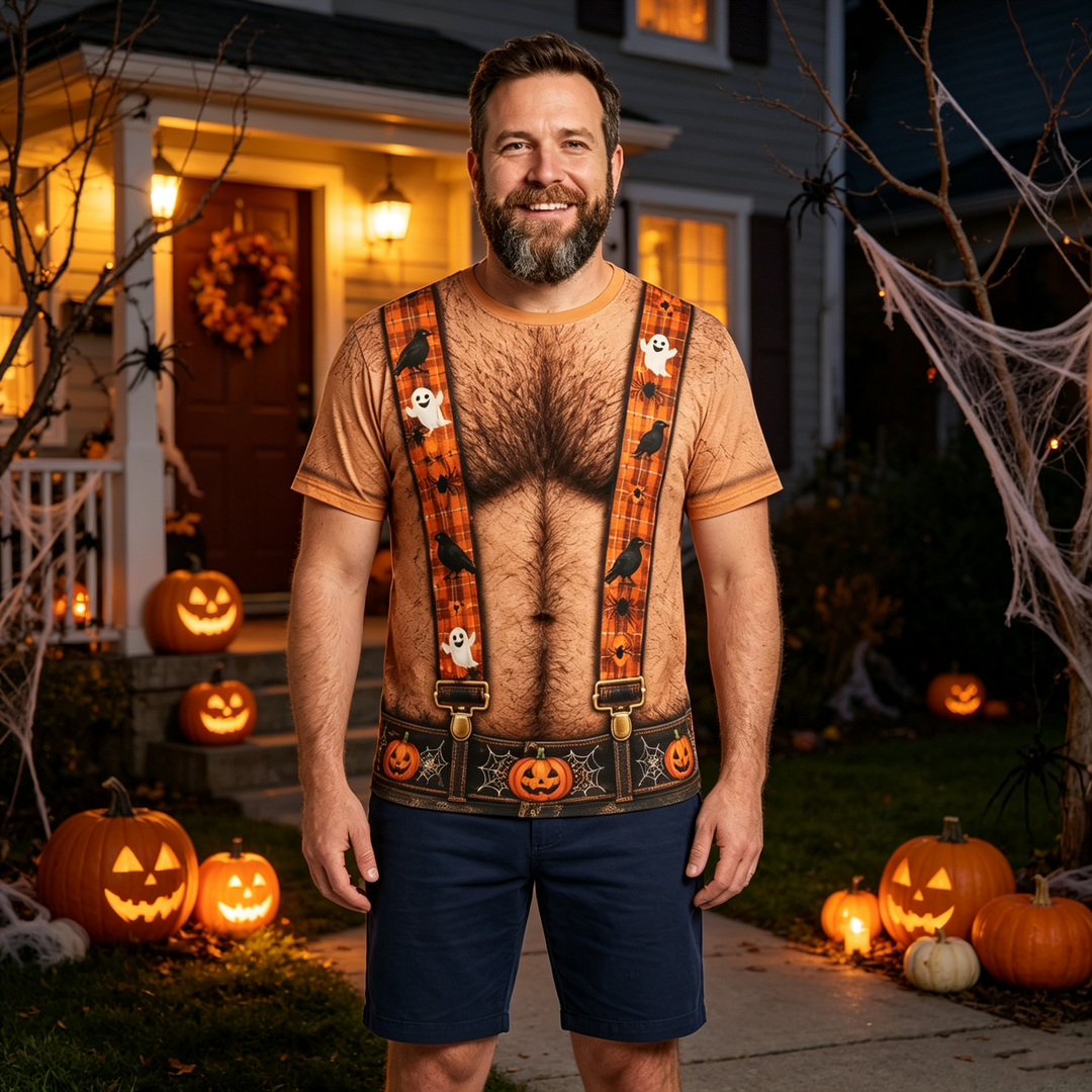 Halloween overalls with a big belly short sleeve