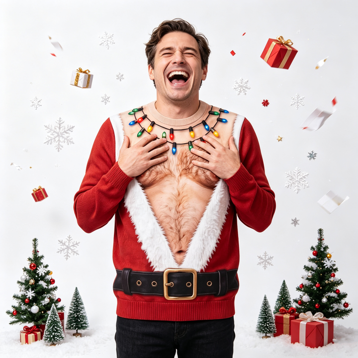 Santa Claus with exposed breasts and long sleeves