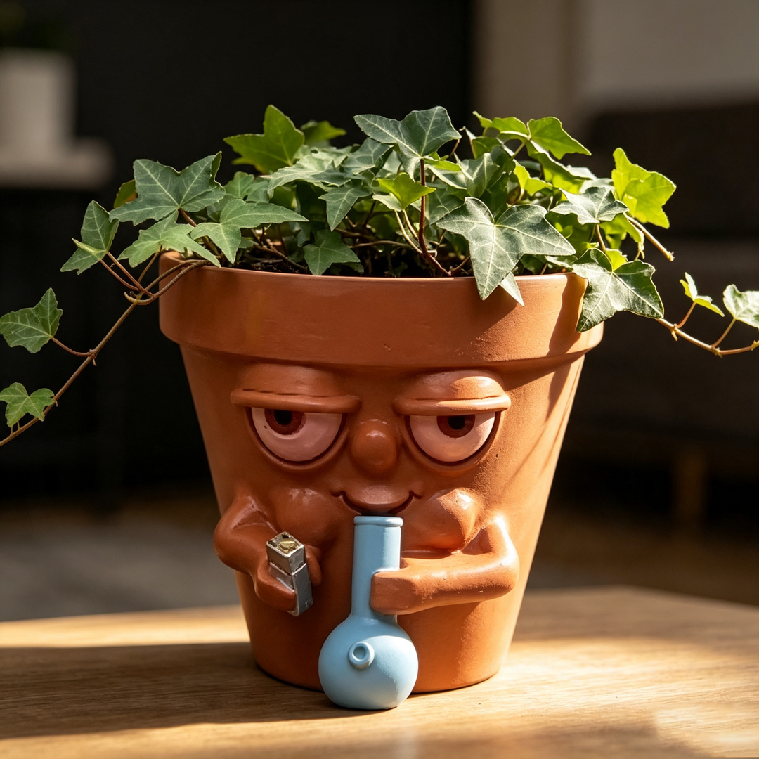 Funny Stoner‑Face Resin Flower Pot