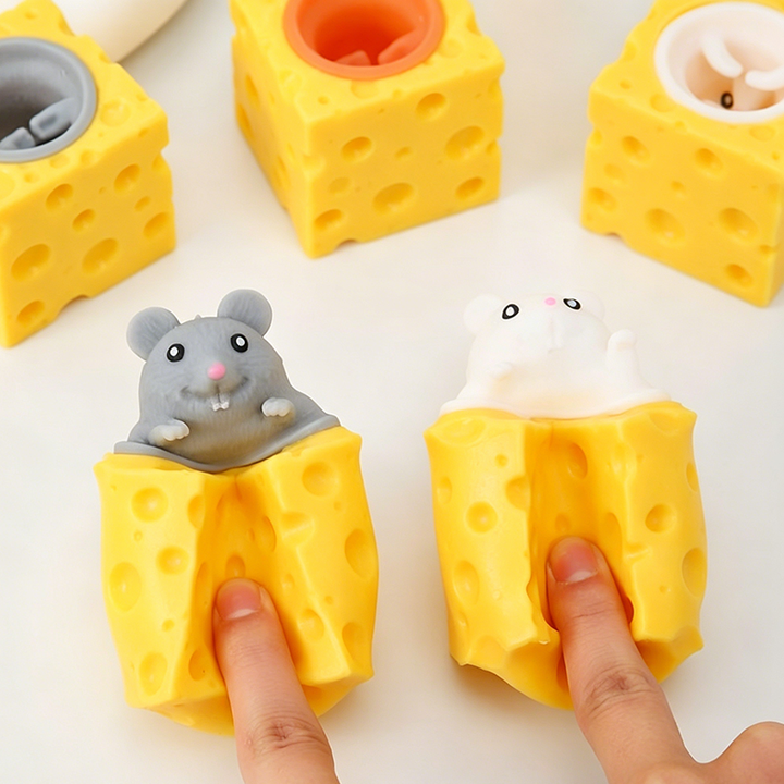 Stress-Relief Cheese and Mouse Squeeze Toy