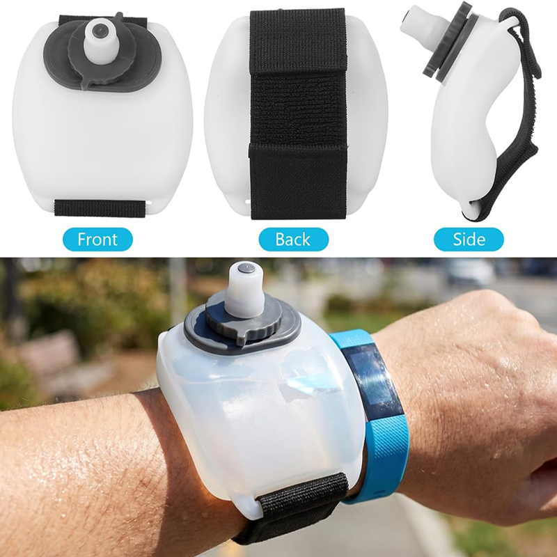 Portable wrist-worn water bottle for outdoor running