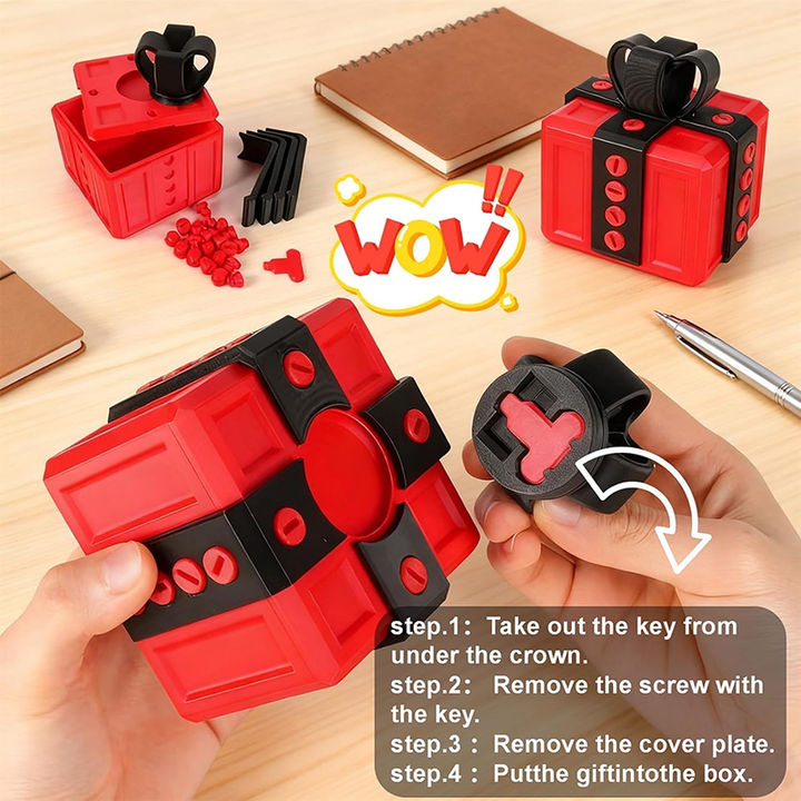 Annoying gift box with a pop-up middle finger