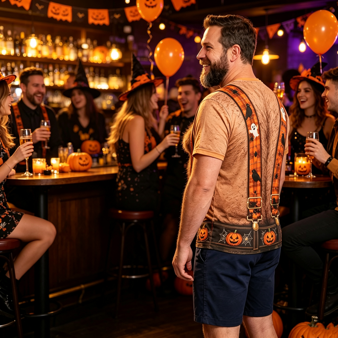 Halloween overalls with a big belly short sleeve