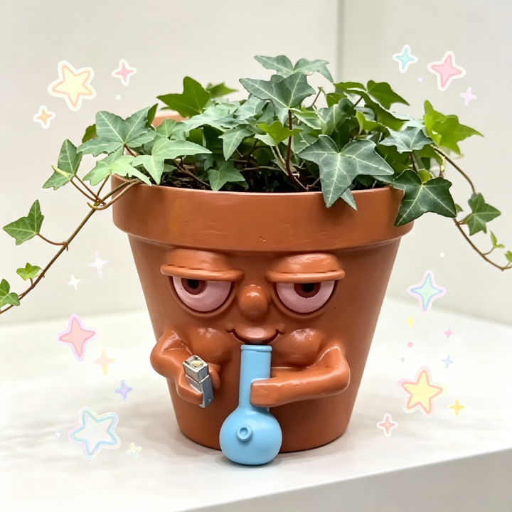 Funny Stoner‑Face Resin Flower Pot