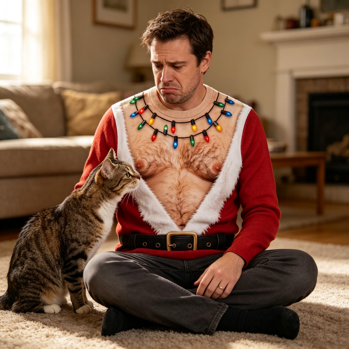 Santa Claus with exposed breasts and long sleeves