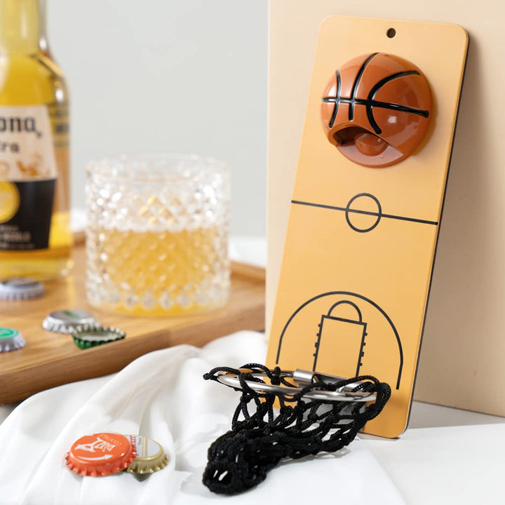 Basketball wall-mounted bottle opener