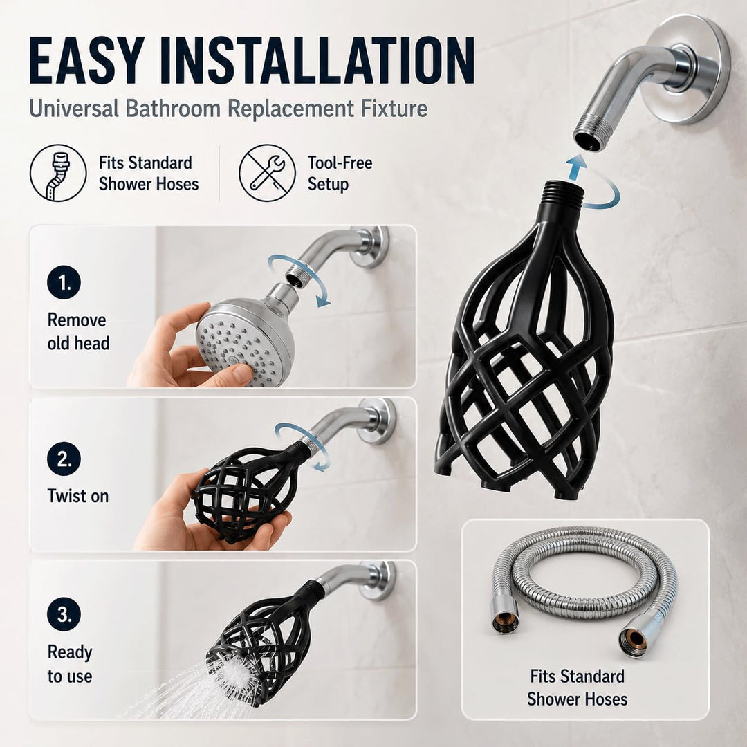 Hollowed-out mesh shower head