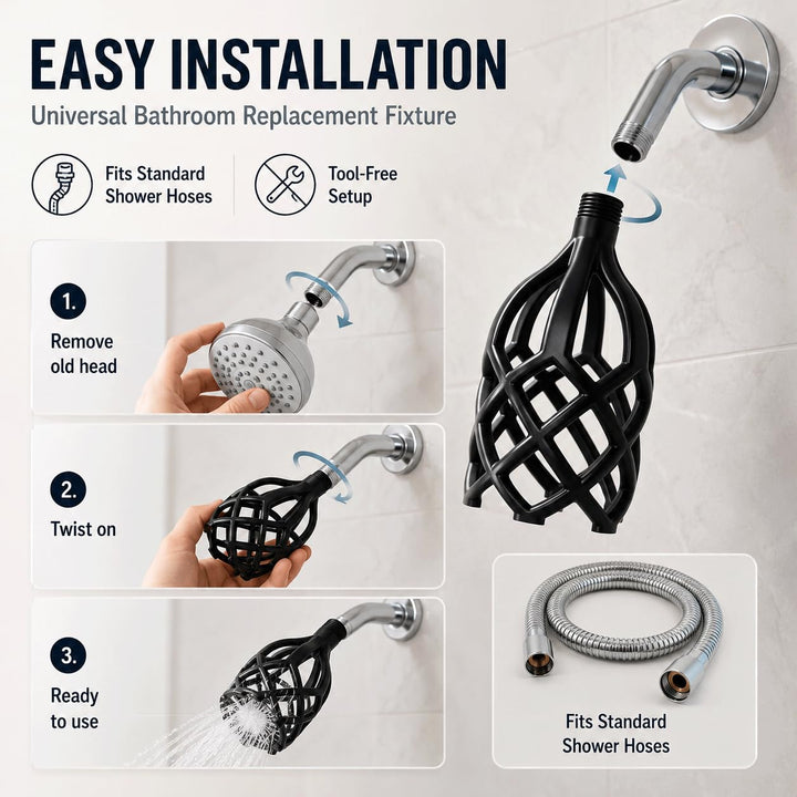 Hollowed-out mesh shower head