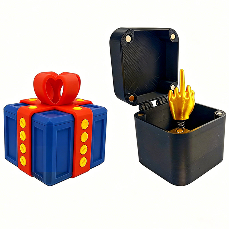 Annoying gift box with a pop-up middle finger
