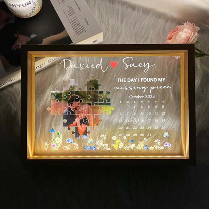 Customizable couple photo puzzle frame