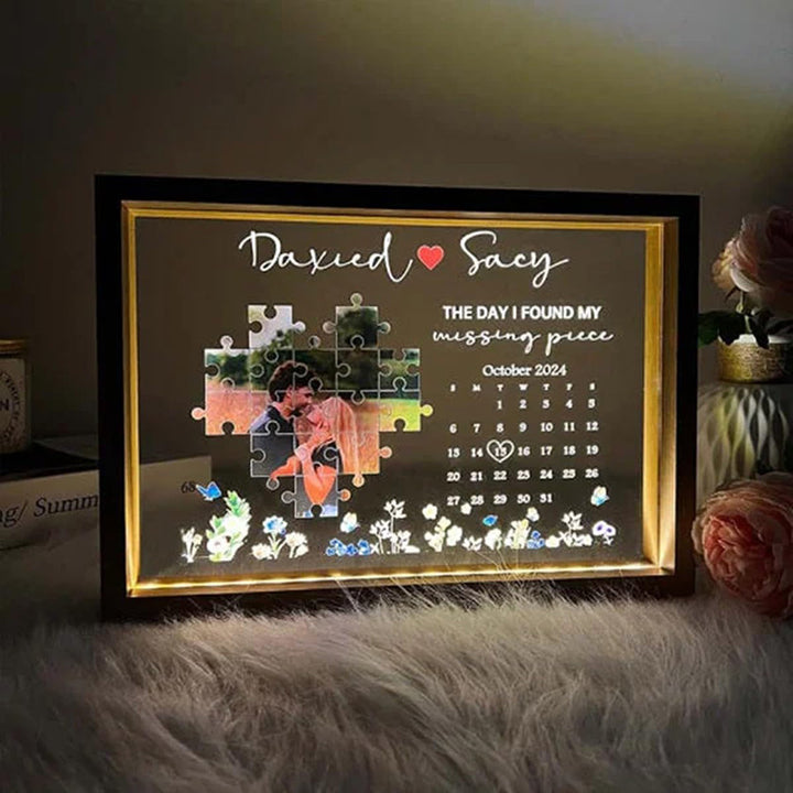 Customizable couple photo puzzle frame