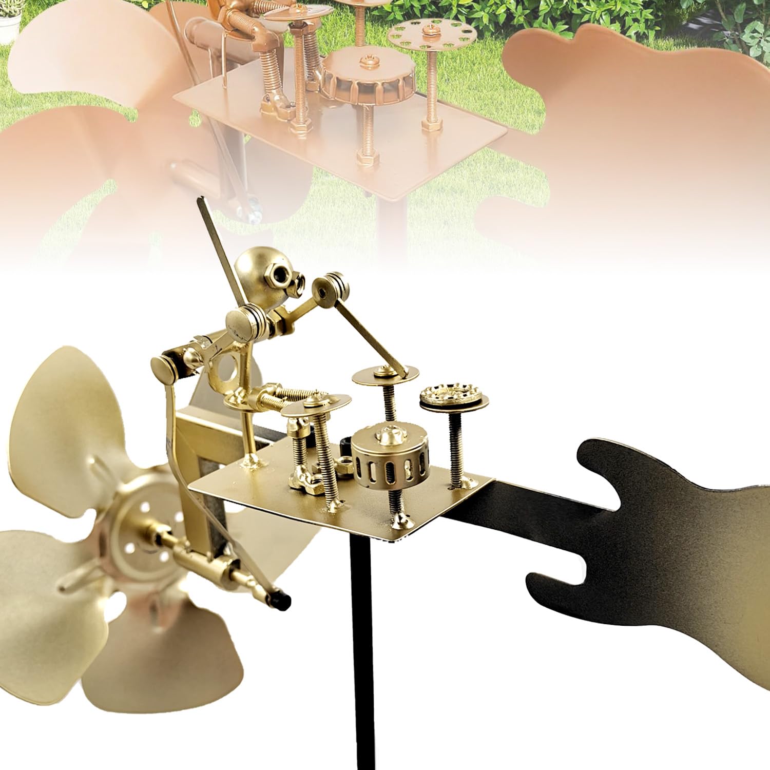 Handmade Metal Drummer Windmill