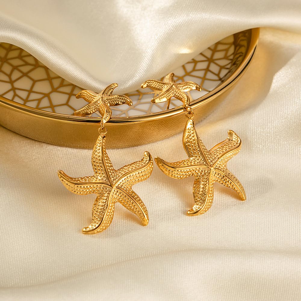 Double Starfish Dangle Earrings