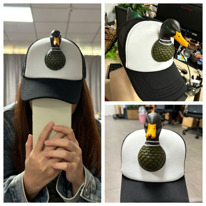 3D Wild Duck Head Funny Mesh Cap