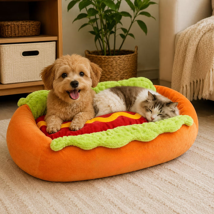 Hot dog shaped pet bed