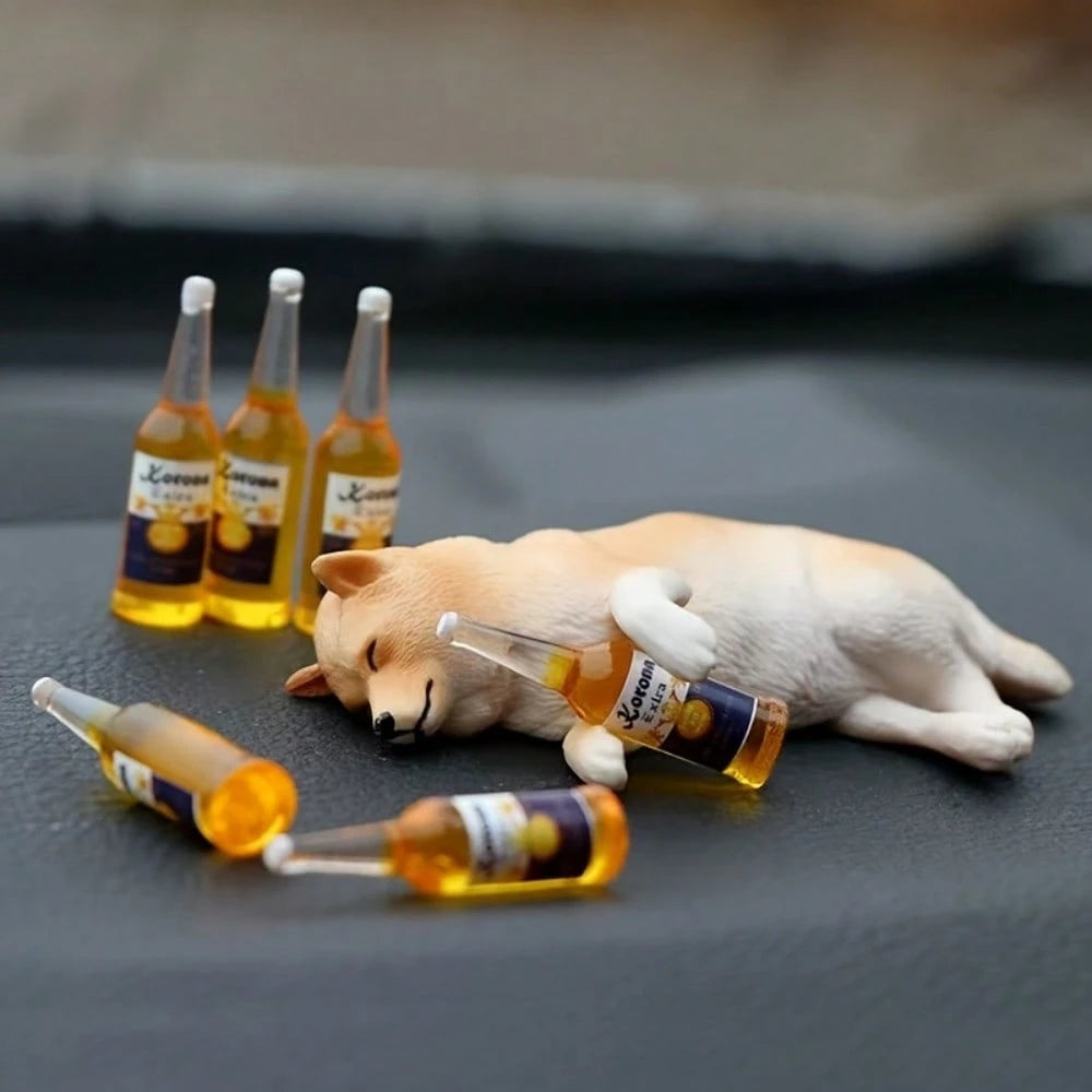 Realistic Drunken Shiba Inu Puppy Car Ornament
