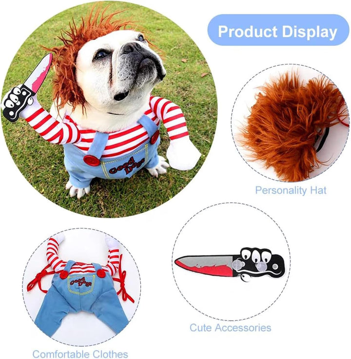 Funny pet clothes with a knife