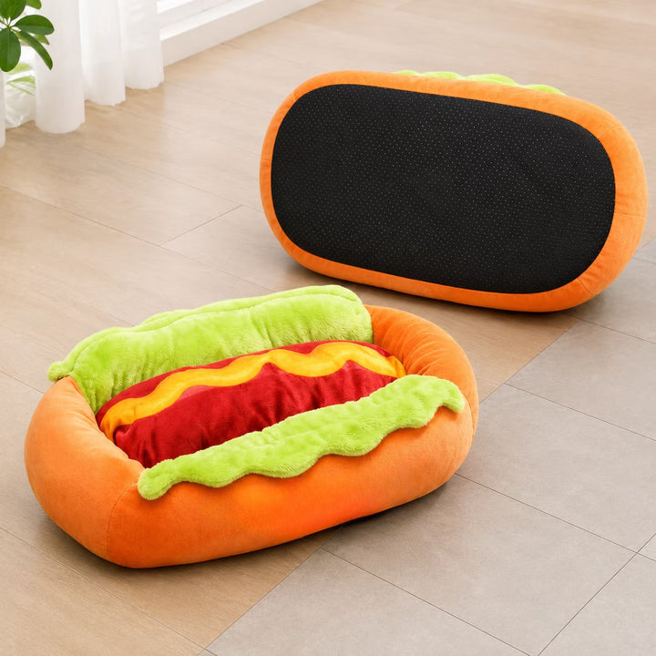 Hot dog shaped pet bed