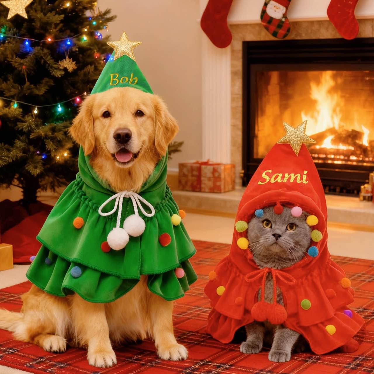 Personalized Pet Santa Hat Cape