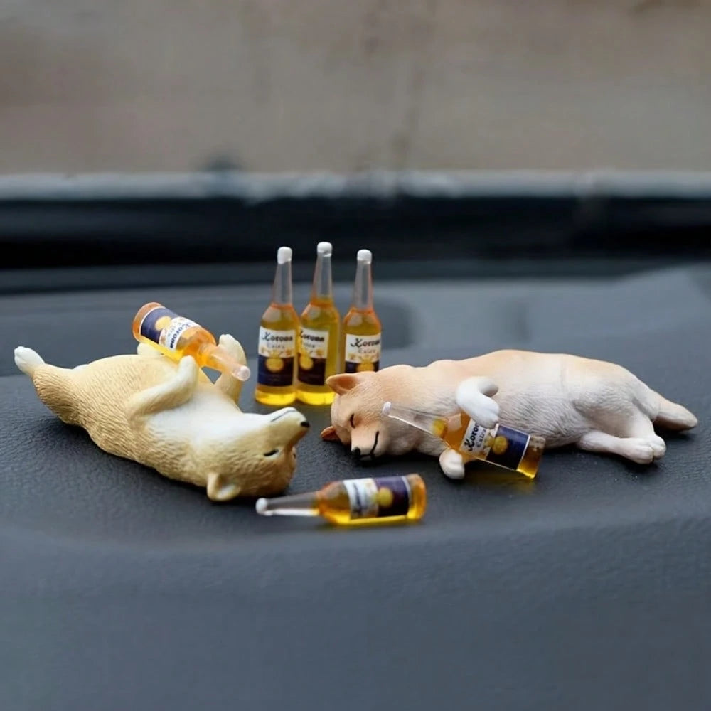 Realistic Drunken Shiba Inu Puppy Car Ornament