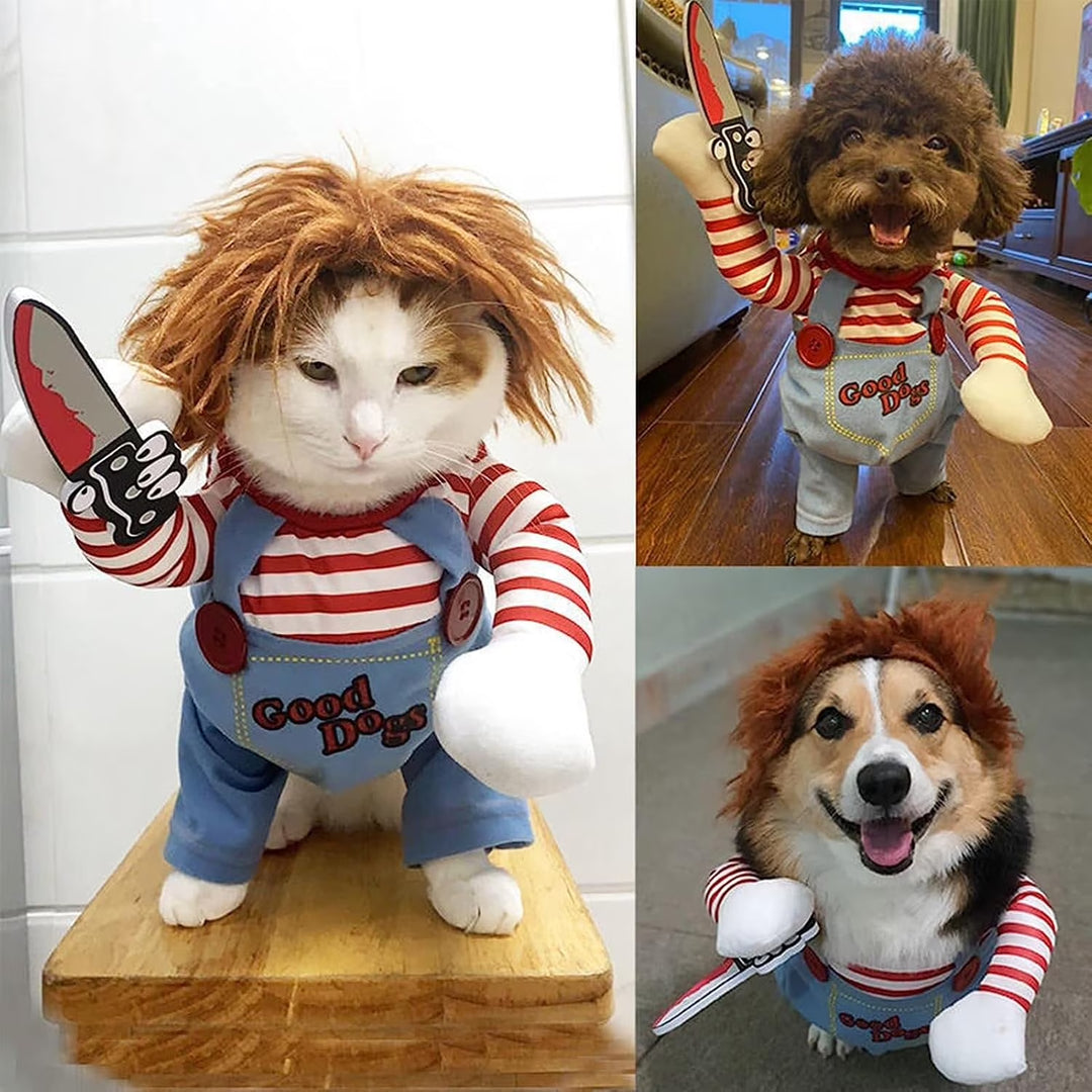 Funny pet clothes with a knife