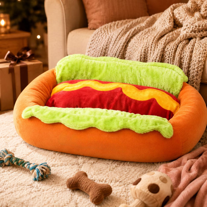 Hot dog shaped pet bed