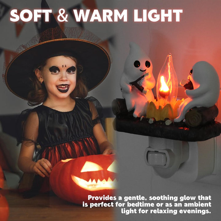 Halloween bonfire ghost lights