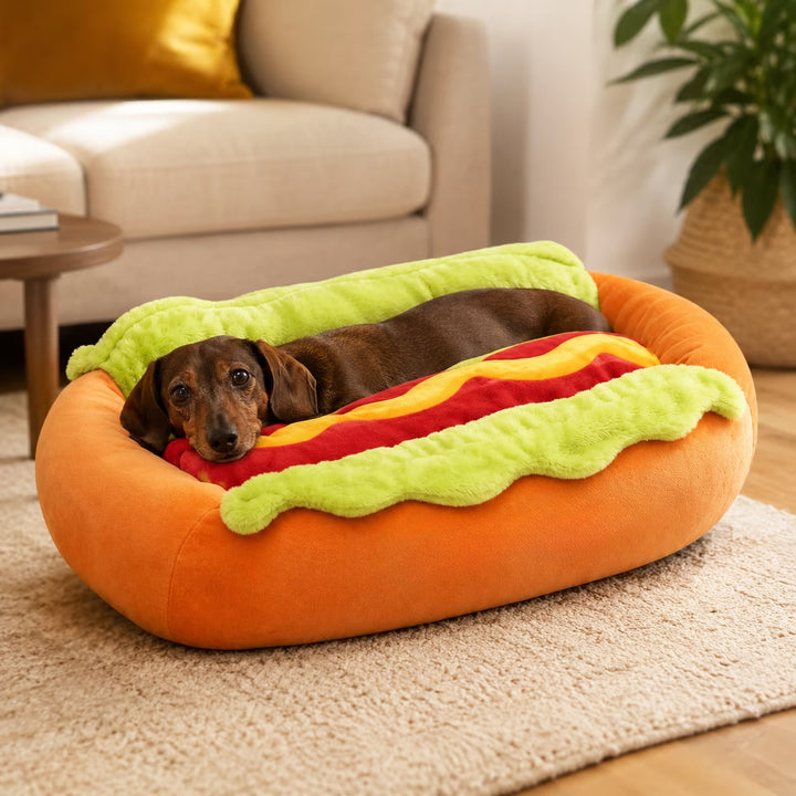 Hot dog shaped pet bed