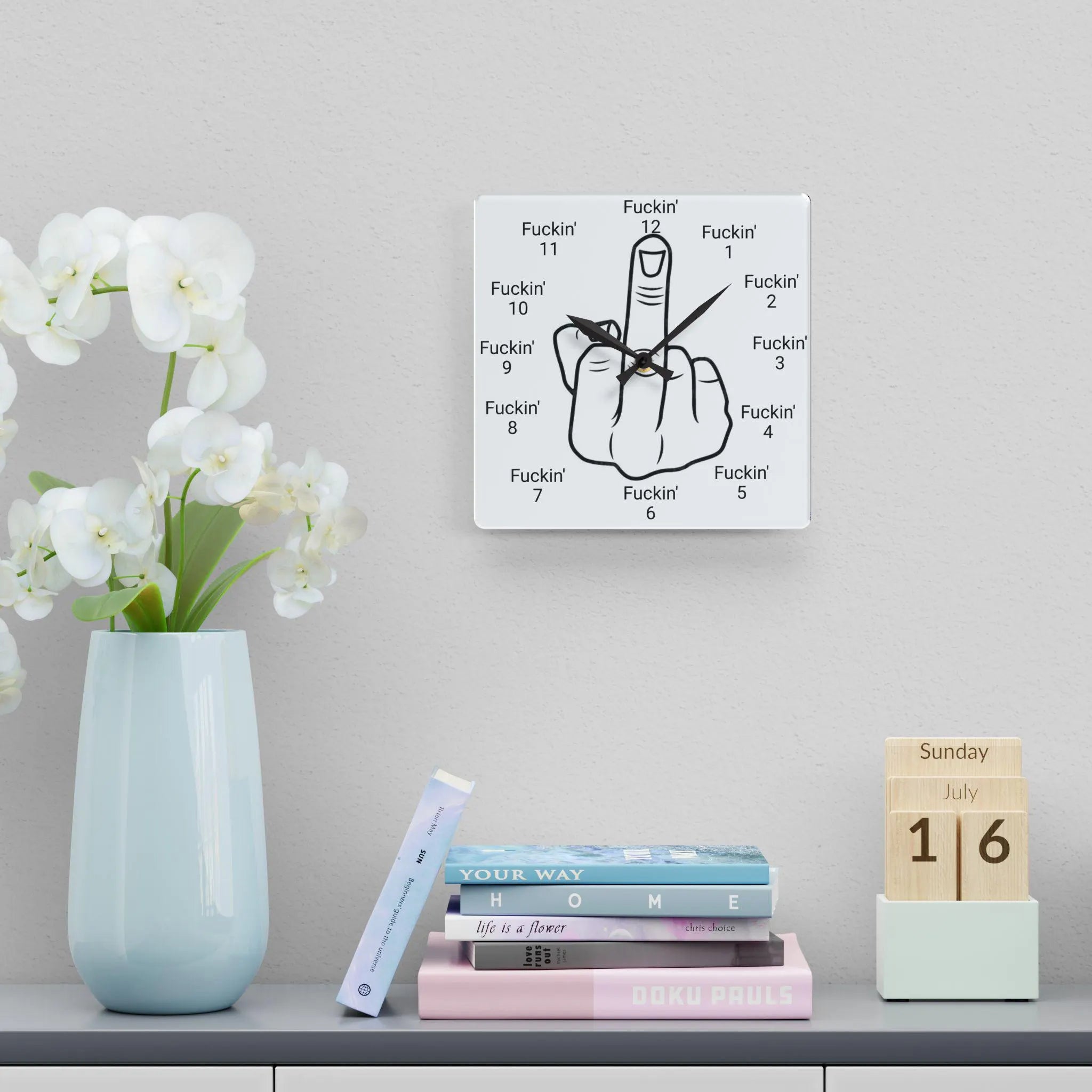 Middle finger Wall Clock