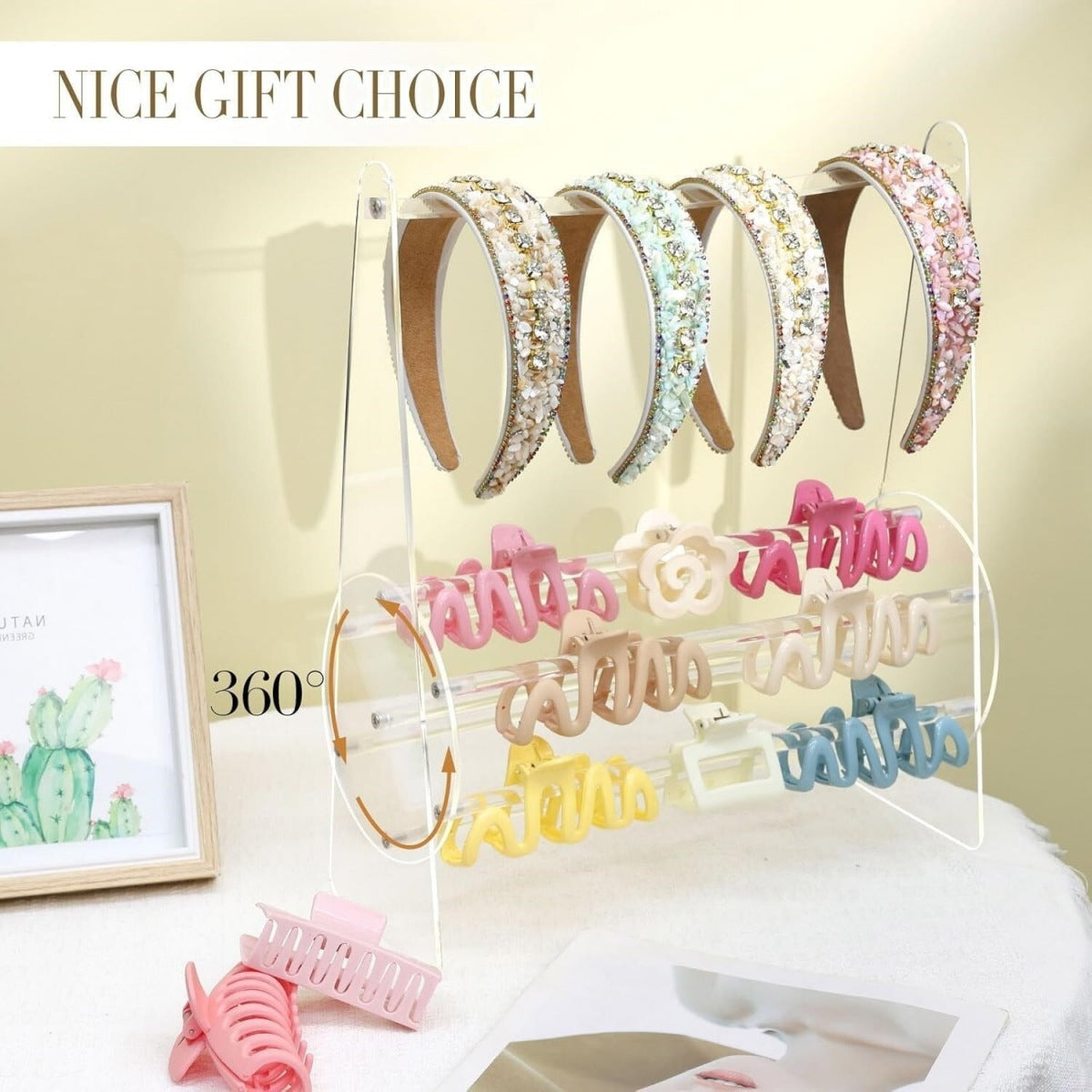 360° Rotating Hair Clip Organizer Displays