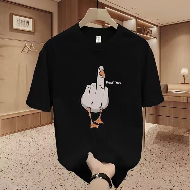Black "Duck you" Printed Over size T-Shirt
