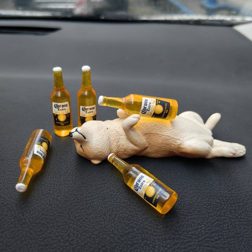 Realistic Drunken Shiba Inu Puppy Car Ornament