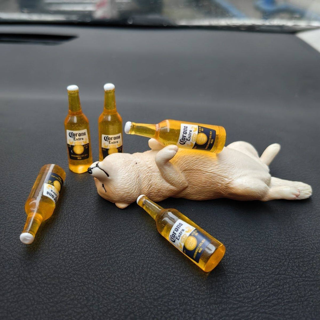 Realistic Drunken Shiba Inu Puppy Car Ornament