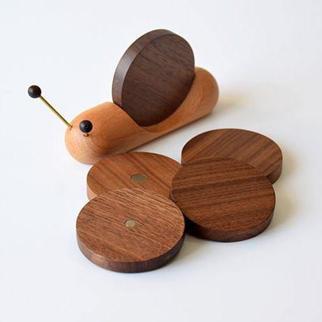Snail Shape - Solid Wood Coaster Set