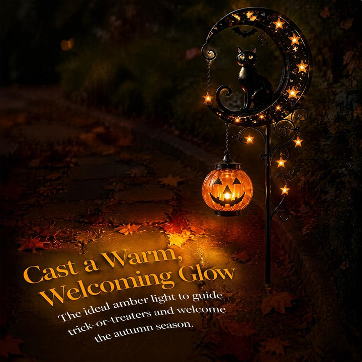 Halloween Black Cat Moon Solar Stake Light