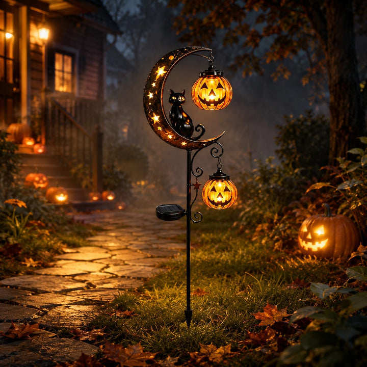 Halloween Black Cat Moon Solar Stake Light