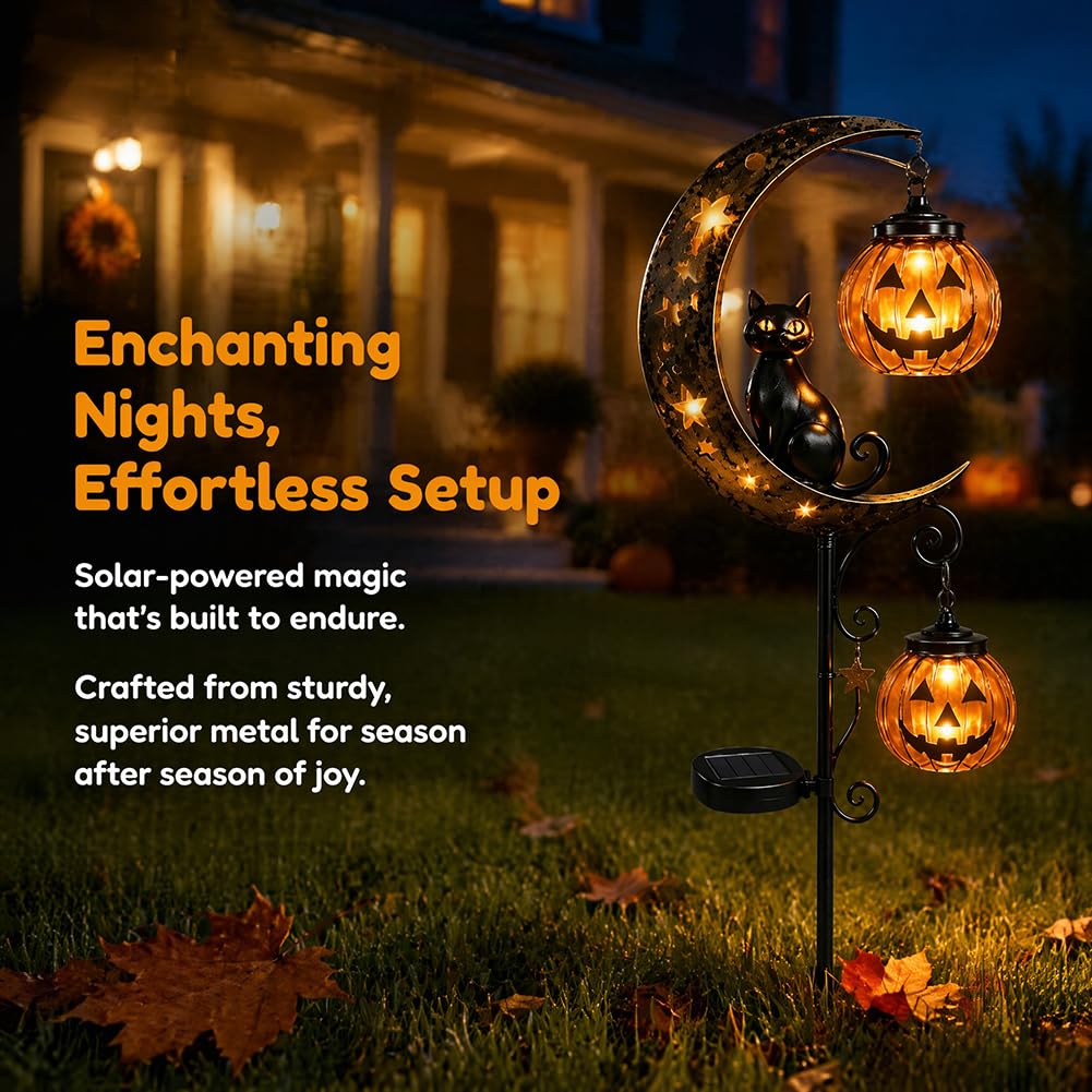 Halloween Black Cat Moon Solar Stake Light