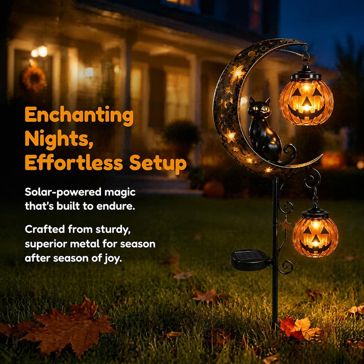 Halloween Black Cat Moon Solar Stake Light