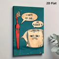 Humorous Vintage-Style Wall Art: Toothbrush & Toilet Paper Design